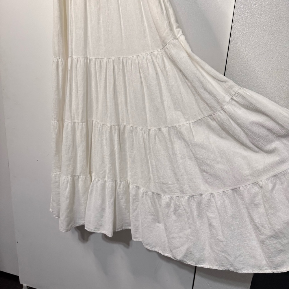 9seed Sayulita White Gauzy Cotton Strappy Tiered Maxi Dress - Picture 6 of 10